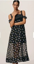 NWT Anthropologie size M midi dress in floral print off shoulder sheer bohemian