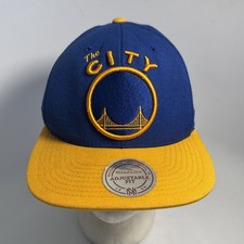 Golden State Warriors Mitchell & Ness NBA Logo The City Snapback Cap Hat Mens