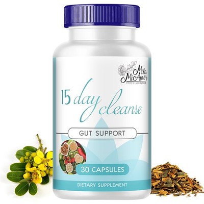 Gentle 15 Day Cleanse    Capsules for Colon, Gut & Digestive Detox, 30 Pills