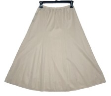 Vintage VANITY FAIR Cream Beige Satin Nylon Midi Half Slip Skirt Lace Trim SMALL