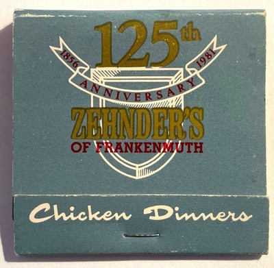 Vintage Zendher's of Frankenmuth MI 125th Anniversary Matchbook Unstruck Full