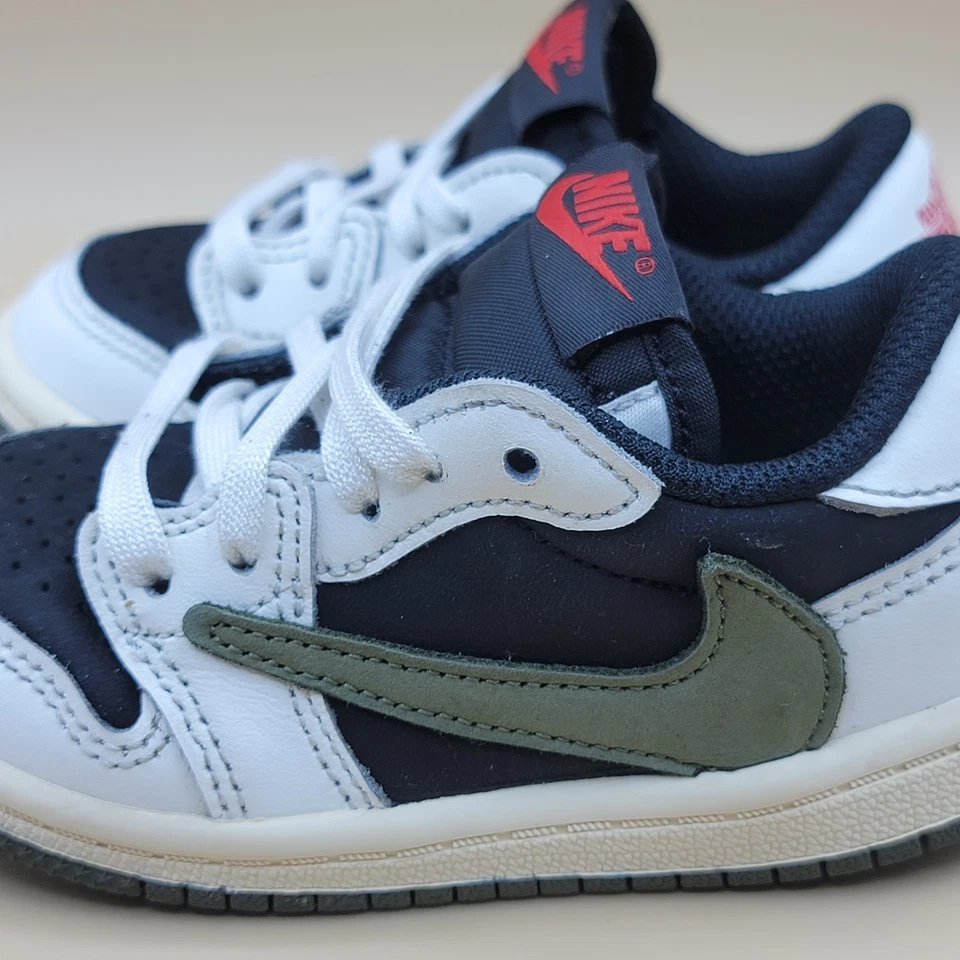 2023 Travis Scott X Air Jordan 1 Retro LO OG SP Zapatos para Niños Pequeños Talla 7C Oliva Foto 3 de 4