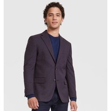 Tommy Hilfiger Men's Purple Check Conrad Modern-Fit Formal Suit Blazer Size 36R