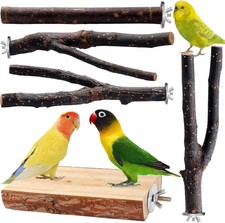 Bird Perch Toy Multi-Branch Wood Stand for Parakeet Cockatiel Parrot