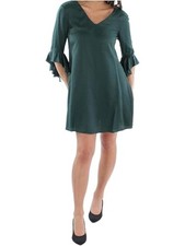 CALVIN KLEIN Womens Green Unlined Back Bell Sleeve Short Shift Dress 2