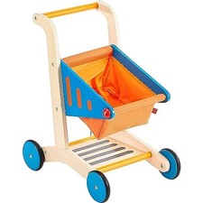 Hape Wooden Shopping Cart Pretend Play Toy Sturdy Wooden Grocery Cart Toy for