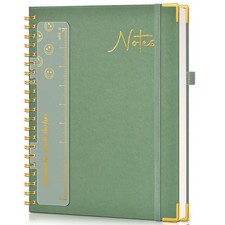 Hardcover Spiral Notebook Journal 8.5  x 11  , A4 Large Leather Lined, Green