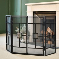 "Art Deco" Three Fold Fireguard With Door