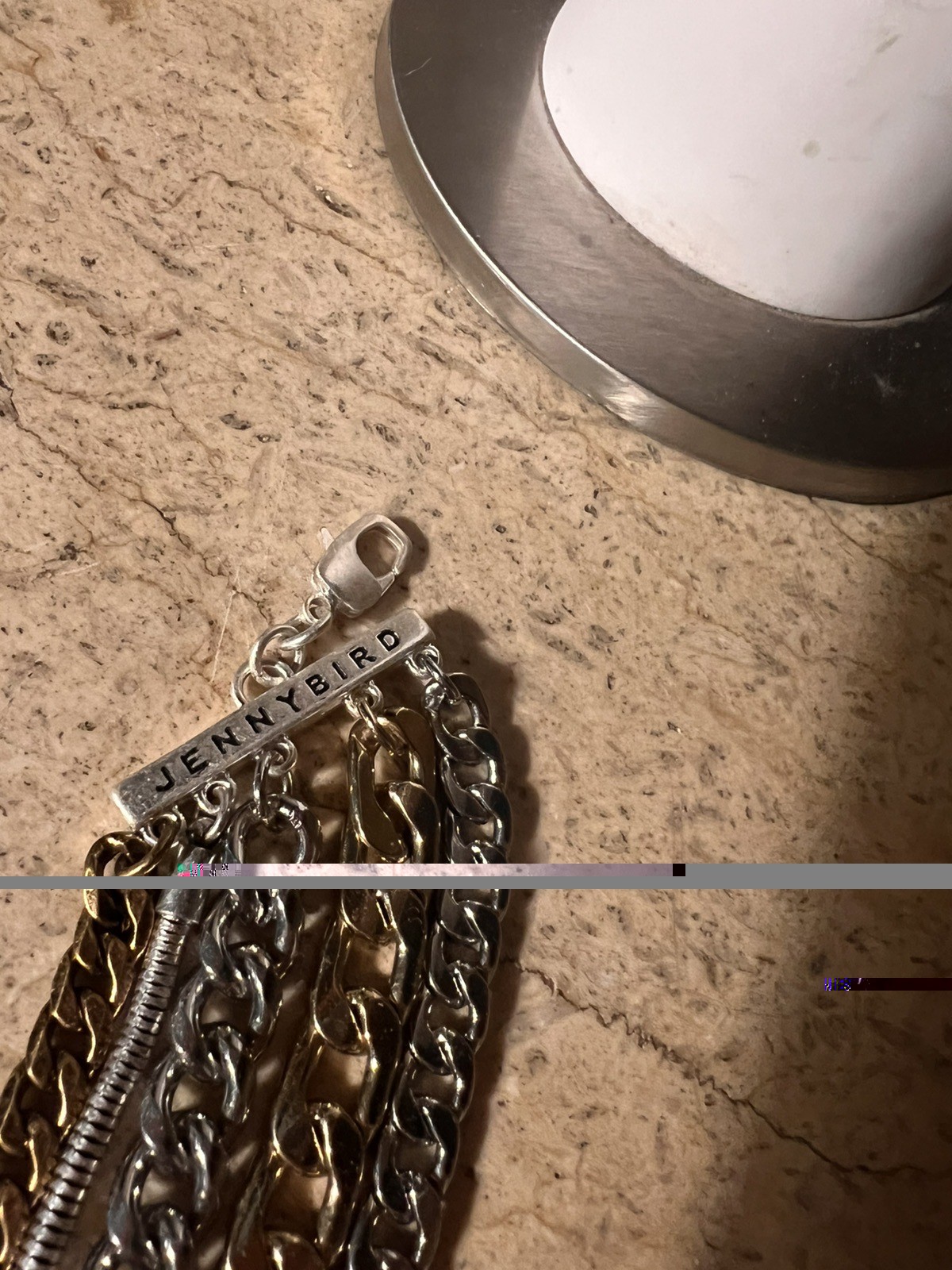 Vintage Jenny Bird 5 Chain Bracelet Chrome Silver Designer Signed 5.5-7.5”