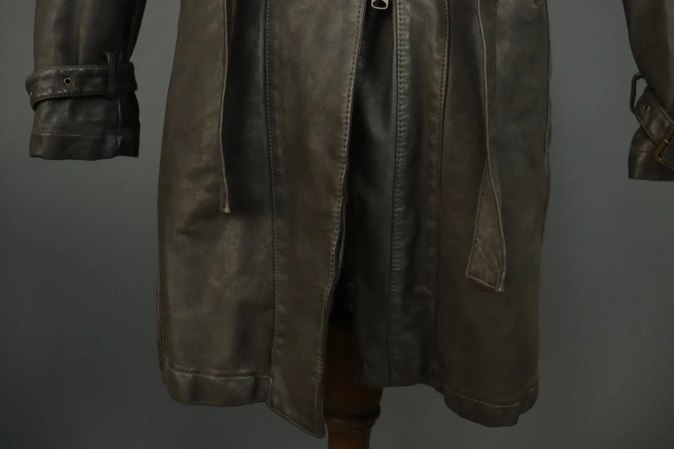 Abrigo largo GIORGIO BRATO gris manga larga cinturón cintura cuello cremallera completa talla 44 Foto 4 de 4