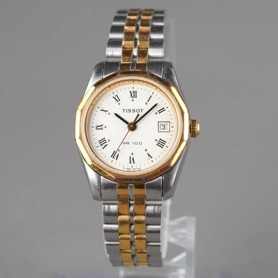 Reloj Mujer TISSOT PR100 P330/430 Dorado y Plata 25mm Vintage Batería Nueva Foto 4 de 4