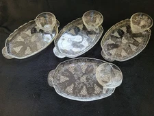 Vintage 8-Piece Anchor Hocking Glass Serva-Snack Set Grape Pattern