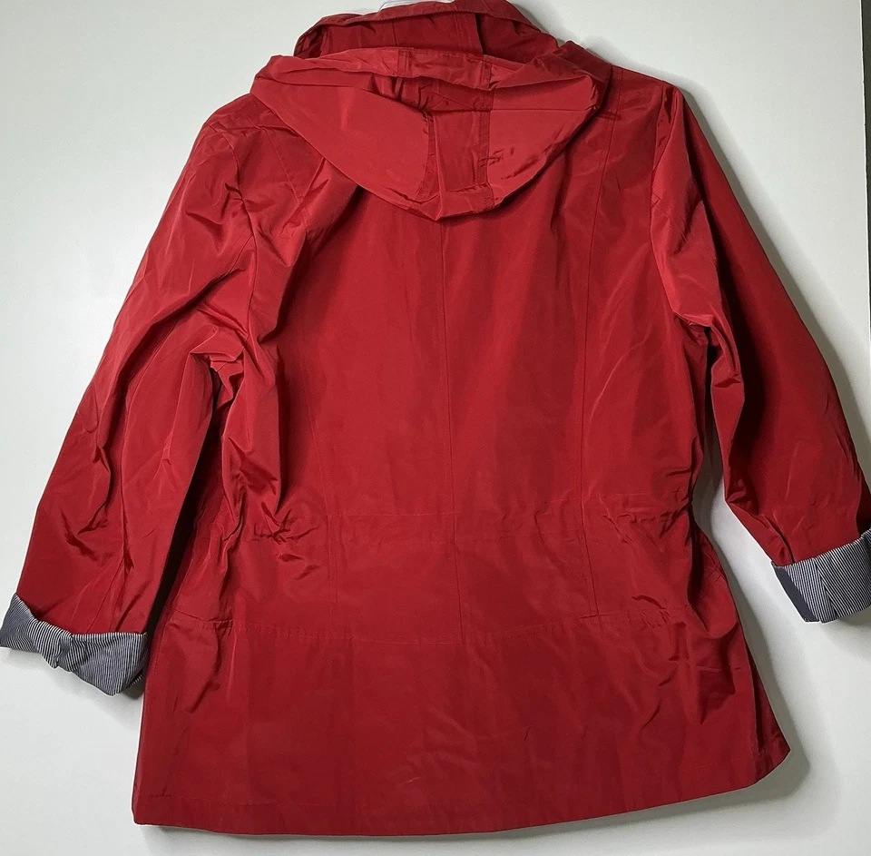 Chaqueta cortavientos Charter Club para mujer PET/XL roja resistente al agua abrigo ligero Foto 3 de 4