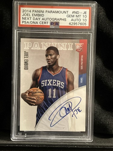 2014 Panini Paramount Joel Embiid Next Day Auto RC PSA 10/10 Pop1 !! Champs!!!