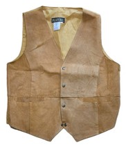 Vintage Plateau Suede Leather Vest Camel Men s Large Retro Academia Cowboy Boho