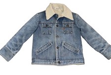 Vintage 70 s Levis Jean Jacket Sherpa Lined Orange Tab Kids size Medium Youth
