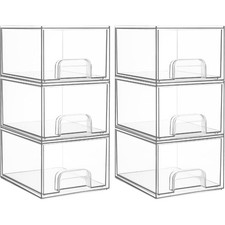 Small Clear Stackable Storage Drawers, Acrylic Makeup Organizer with Plastic
