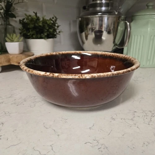 Vtg 60s 10.25” Hull Serving Dish Mixing Bowl Drip Glaze Oven Proof HP & Co USA