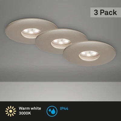 Einbauleuchten Briloner 3er-Set LED je. 1,8W Matt-Nickel IP44 Einbaulampen - Bild 1 von 4