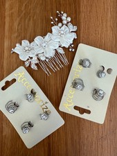 Off White Braut Hochzeit Draht Haarkamm Schmuck Seide Perle Twist-in Haarschmuck