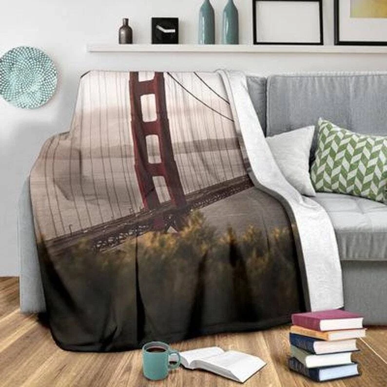 Acogedor sofá sofá cama de felpa regalo manta puente Golden Gate Foto 3 de 4