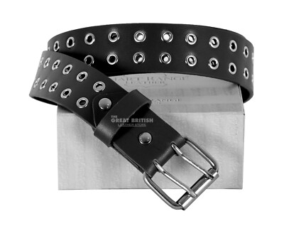 ベルト No.0469 cowhide eyelet BELT Unisex Leather Double Eyelet Grommet Belts COWHIDE GOTHIC
