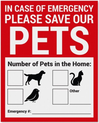 Save Our Pets Emergency Rescue Bird Dog Cat Car Home Window Decal (2 Pack)