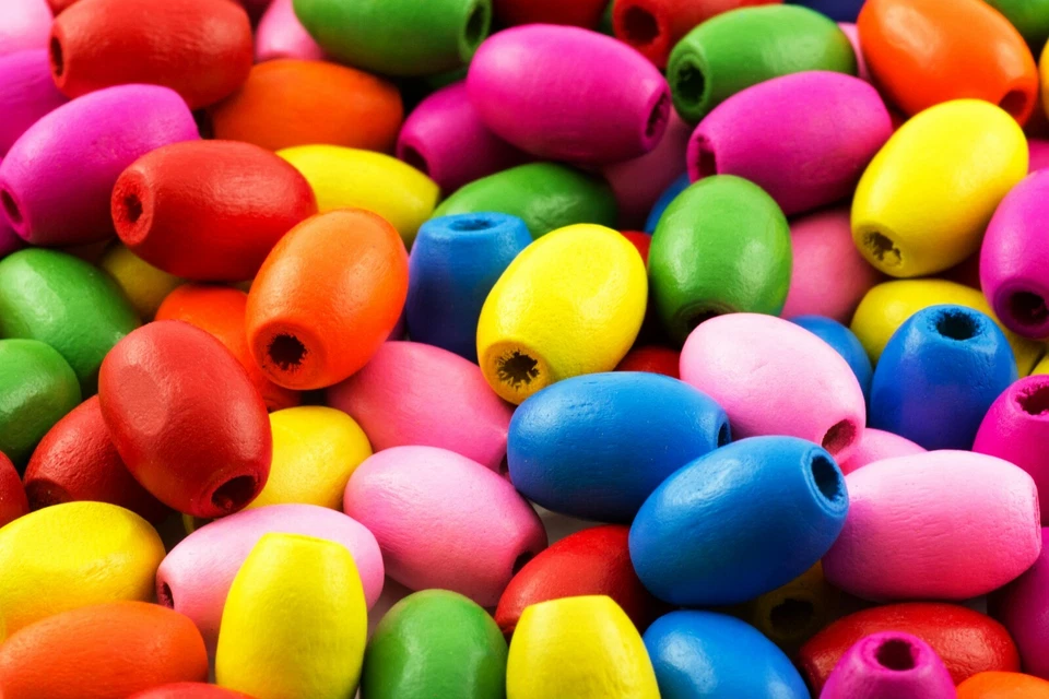 25 Stück bunte Holzperlen Bastelholz Großlochperlen DIY Schmuck, 17mm - FK00911 - Bild 2 von 3