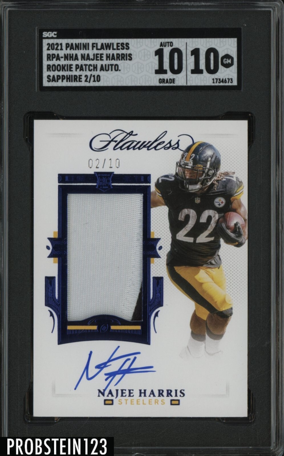 Najee Harris Panini Flawless Rookie Patch Autograph #RPANHA Sapphire