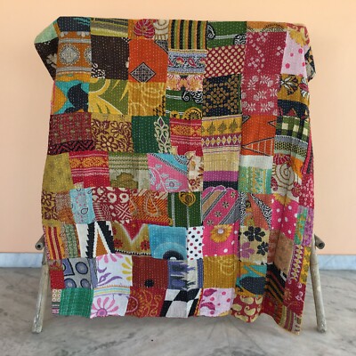 Indische Kantha Quilt Patchwork Wendedecke Gudari Überwurf Tagesdecke