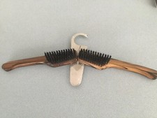 Vintage TRIPLE FUNCTION ON ONE PIECE CLOTH HANGER Brush and Shoehorn Shoe horn