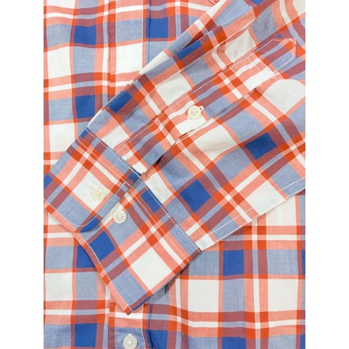 UNIQLO Herren Karo Knopfleiste Hemd XL Baumwolle Orange Blau Smart Freizeit Neu ohne Etikett - Bild 9 von 14