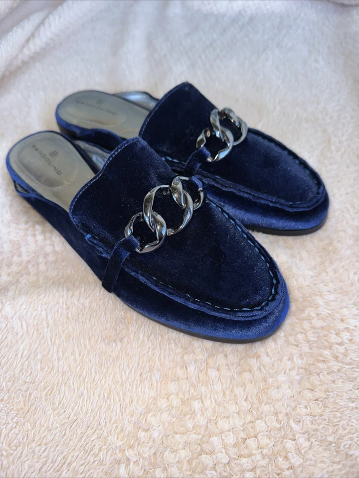 BANDOLINO BLUE VELVET MULES  - Image 2 of 4