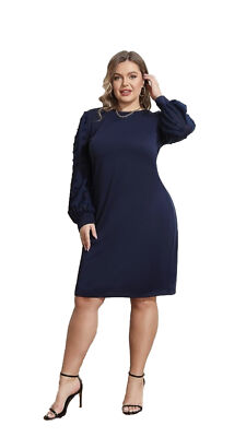 long sleeve plus size holiday dress Mac Duggal - Green Chiffon Bishop Sleeve Surplice Dress (Plus)