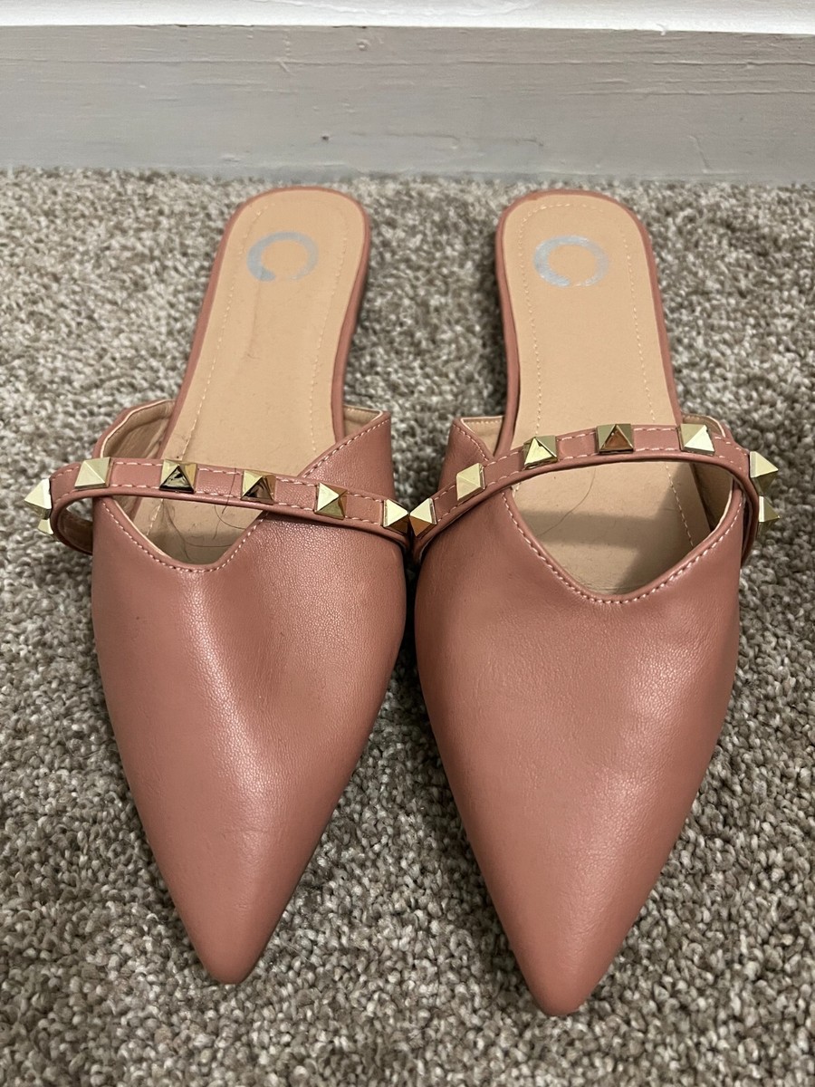 Womens Pink Pointed Toe Mules Size