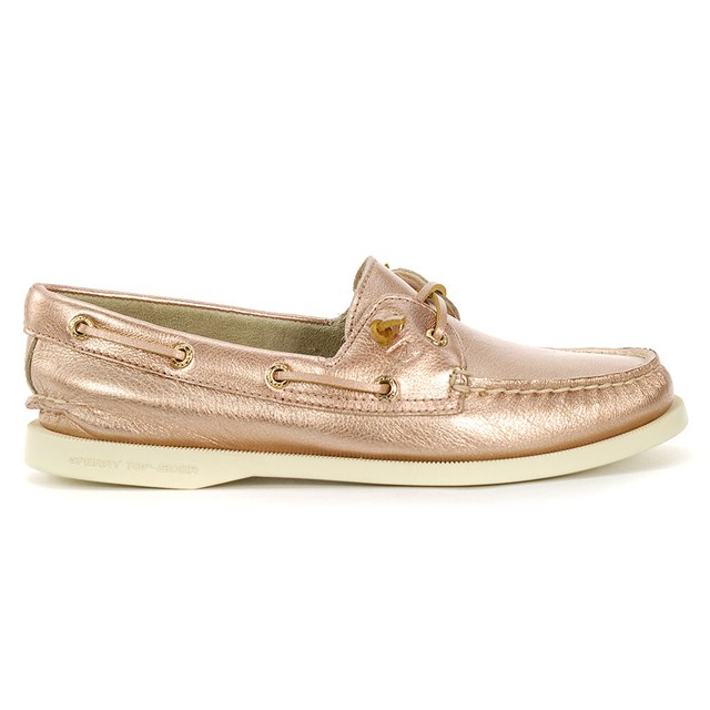 rose gold sperry top sider