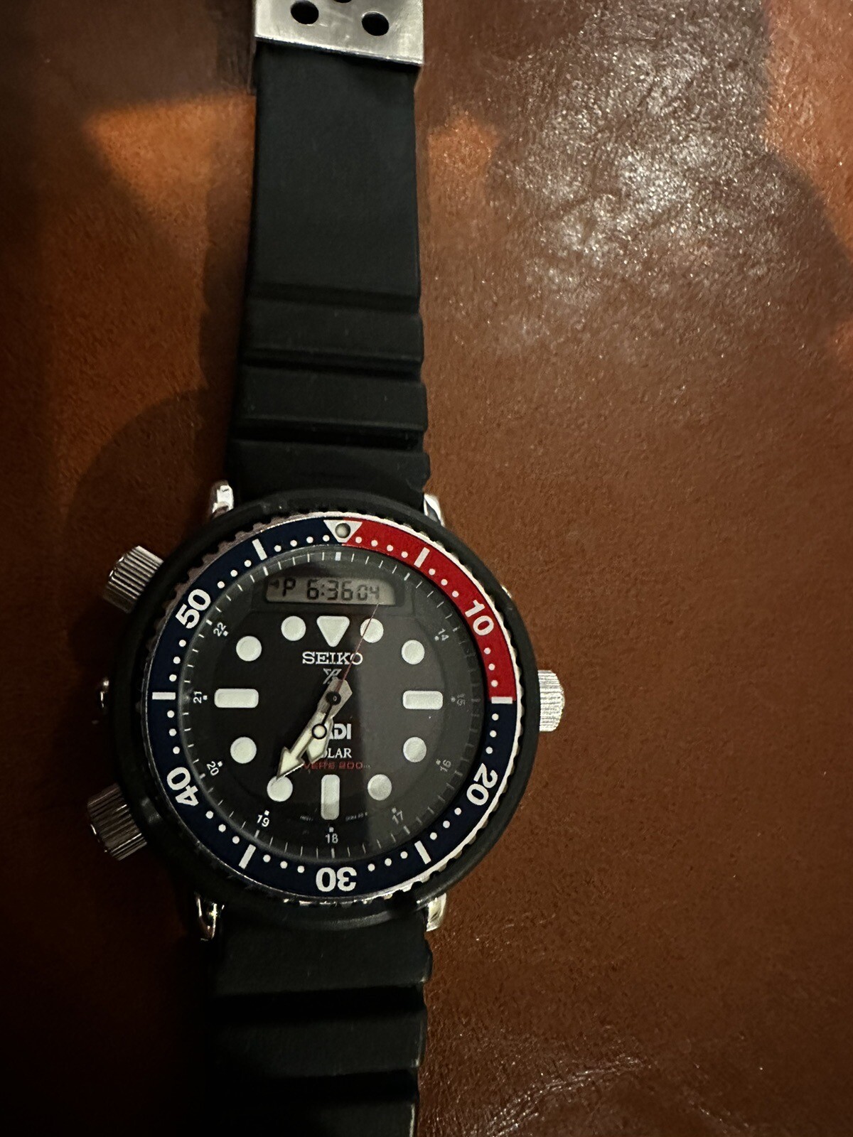 Seiko SNJ027 Arnie Predator Pepsi Prospex Mens Solar Hybrid AnaDigi