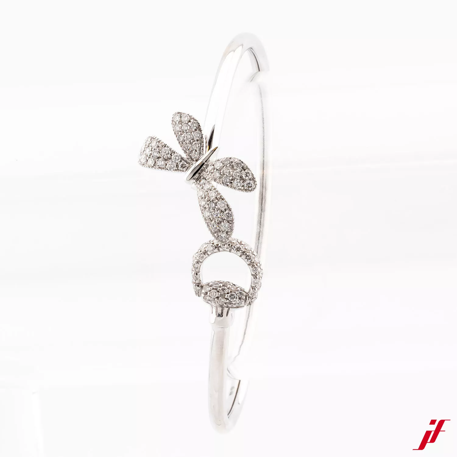 Bijou de bras Gucci bracelet ouvert or blanc 750/18 carats diamants brillants 1,0 ct