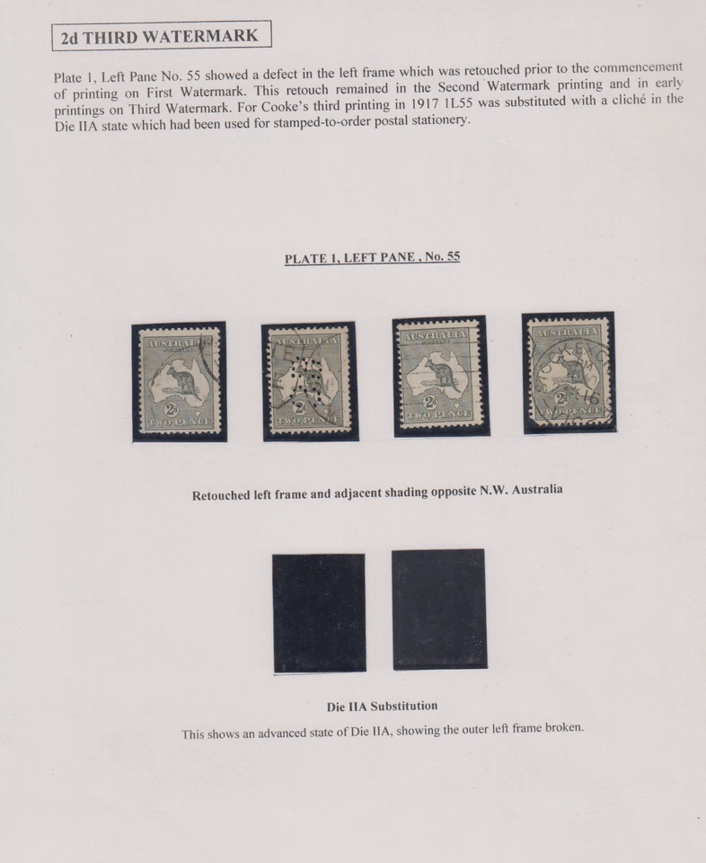 Australia 1917 Tercera marca de agua 2d canguro edición en páginas de exposición Foto 4 de 4