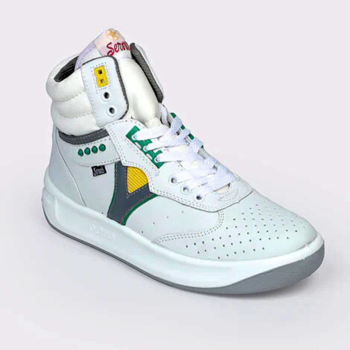Servis Cheetah High Top Trainers White Yellow Green Shoes Afghani