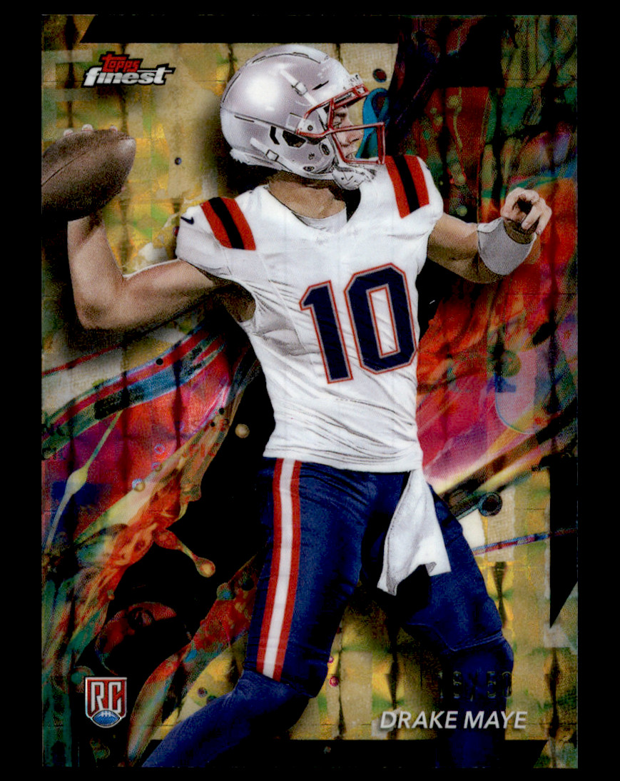 2024 Topps Finest Chrome #62 Common Drake Maye Geometric Gold 16/50 Rookie