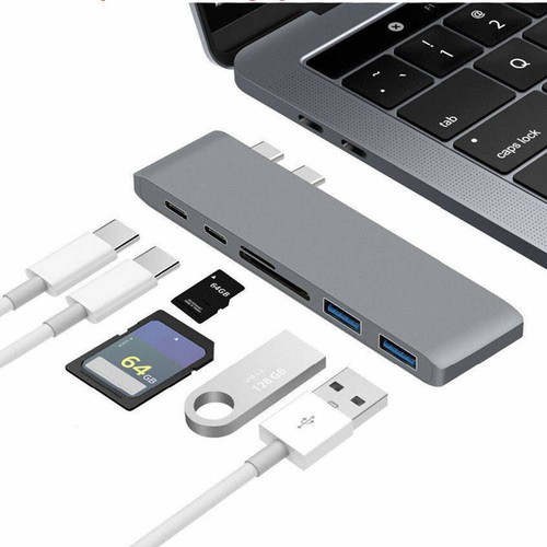6 in 1 Dual USB 3.0 Type C Hub Adapter Card Reader For Mac Book Pro HUAWEI UF - Picture 6 of 7