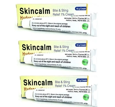 3 x Skincalm 10g Bite and Sting Relief 1% Cream