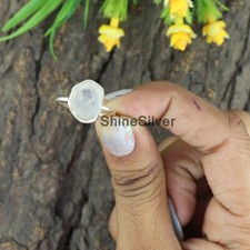 Moonstone Raw 925 Sterling Silver Women Ring Gift For Her Ring Size 7.5 US JN126