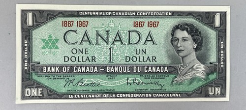 1867 1967 Centennial Of Canadian Confederation 1 $ One Dollar Bill UNC. VINTAGE
