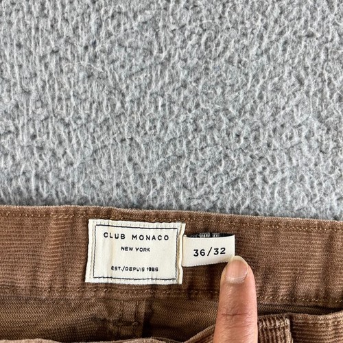 Club Monaco Pants Mens 36x32 Brown Chino Corduroy Button Fly Straight Leg 37x28 - Picture 4 of 17