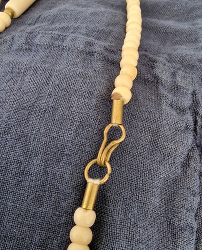 Statement Necklace Ethnic Brass & Bone Boho Tribal Lagenlook Layering Neutrals - Picture 7 of 8