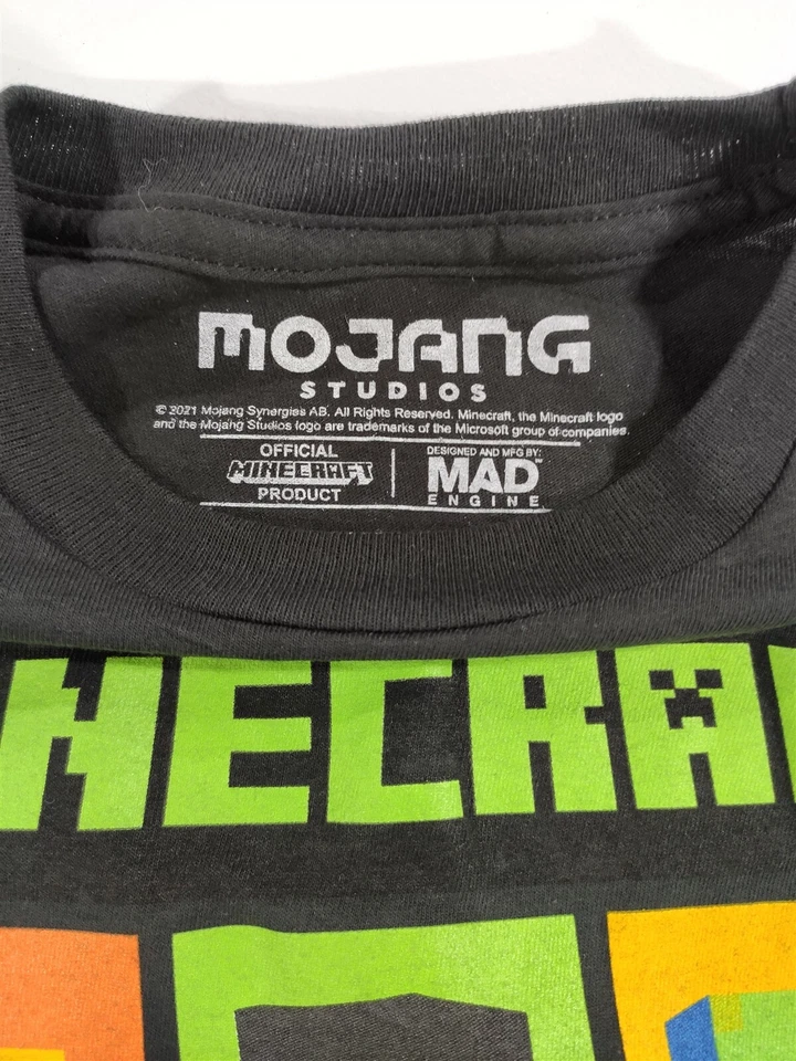 Camisa Minecraft Niños Grande 10-12 Steve Alex Esqueleto Zombie Camiseta Negra Foto 3 de 4