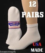 12 Pairs Mens Physicians Choice White VENTILATED Diabetic Ankle Socks  9-12 Shoe