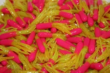 100 pk 1.5" Pink / Chartreuse Sparkle Crappie Fishing Tube Jig Skirts Bluegill